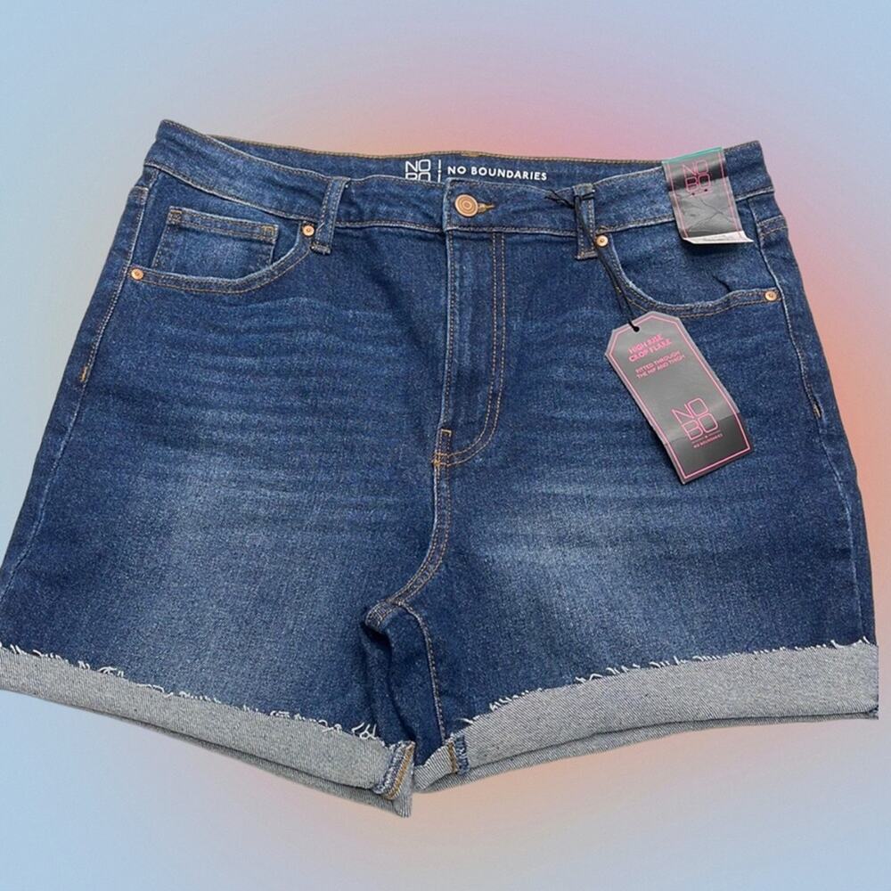 NOBO Women’s 15 (juniors) High Waisted Blue Jean Shorts